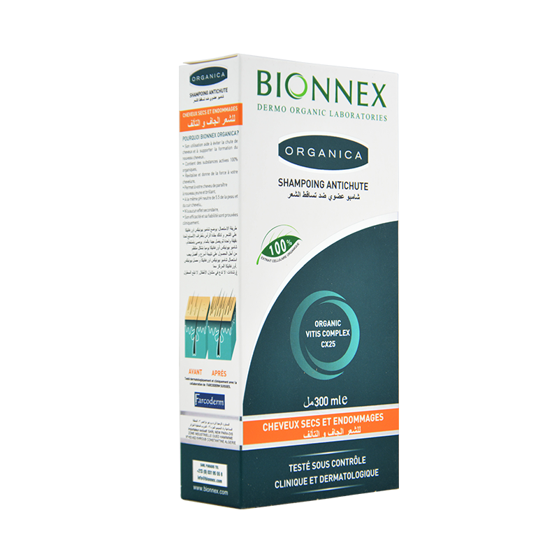 Bionnex shampoing antichute bio pour cheveux secs et abîmés 300 ML