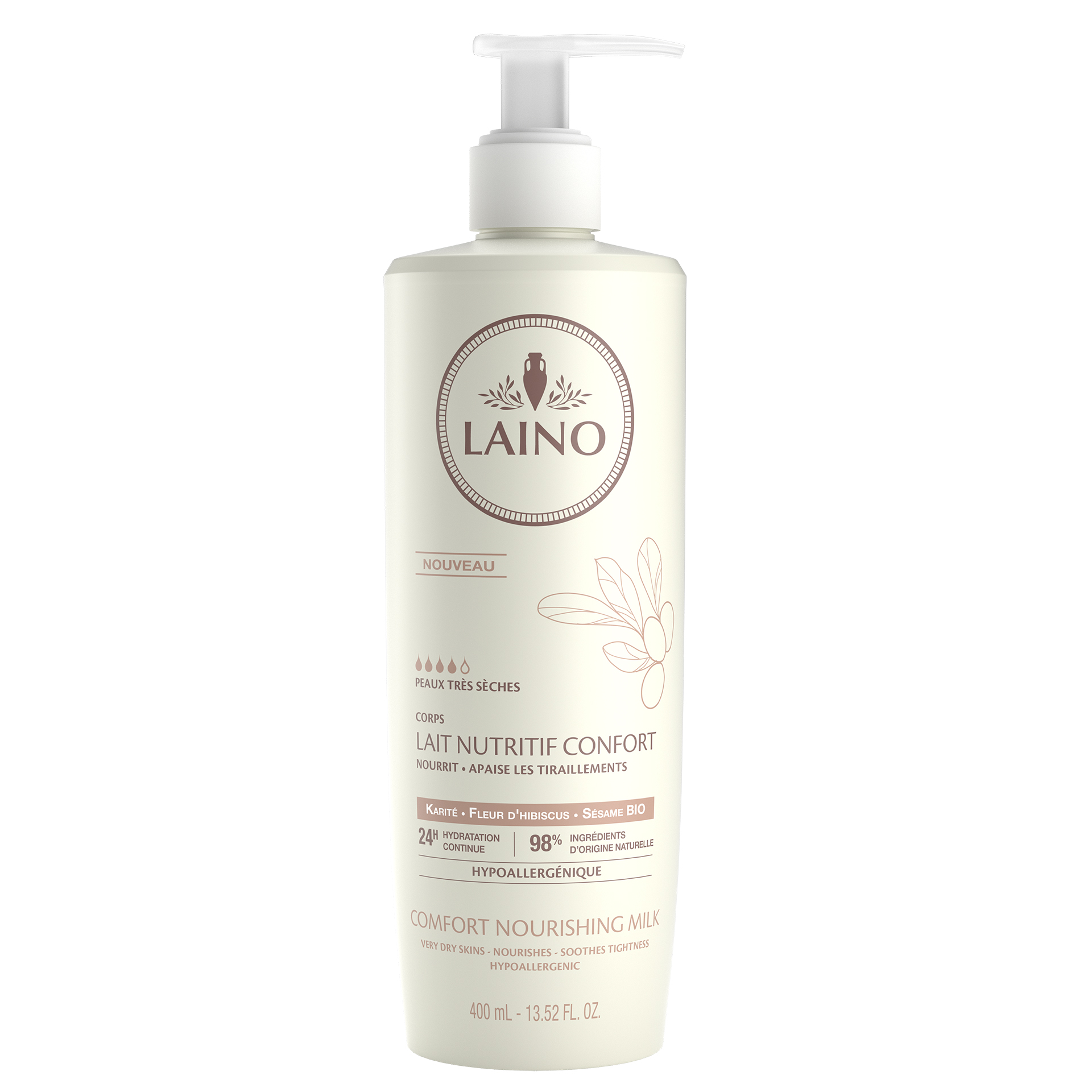 Laino lait nutritif confort pour le corps au beurre de karite 400 ML