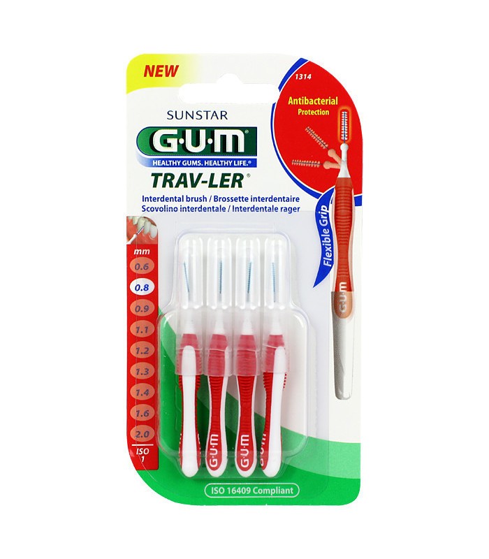 Gum brossettes 1314 trav-ler  brossettes de voyage 0.8mm 4 Unités