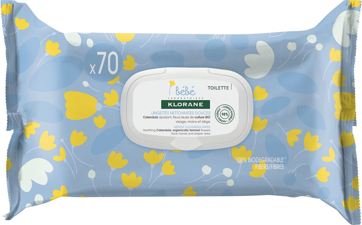 Klorane bébé lingettes nettoyantes 70 lingettes